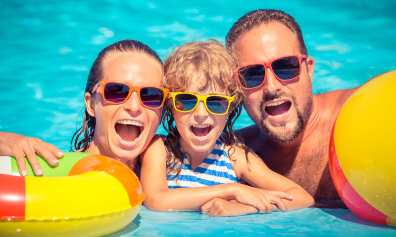 Playing in swimming pool